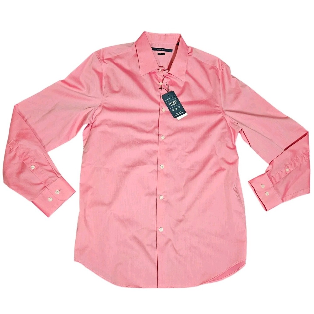 Perry Ellis Dress Shirt Travel Luxe Jaipur Pink Button-Up Non-Iron Mens M NWT